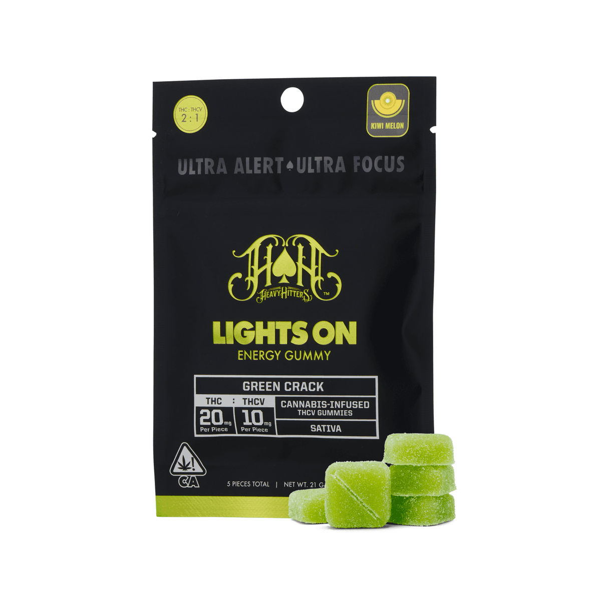 Green Crack Lights On Energy Gummies | 100mg THC - 50mg THCV